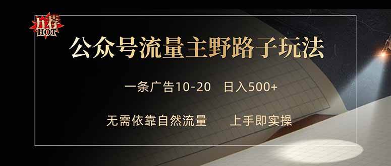（18178期）公众号流量主野路子玩法 单条广告10-20元 日入500+-星空网创资源