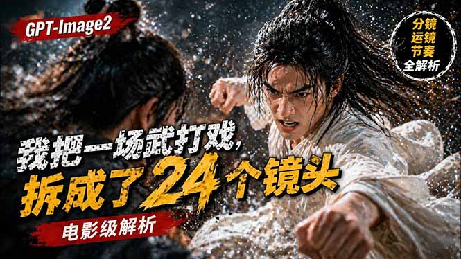 用GPT-Image2，把一段武打对决拆成24个连续镜头，从人物建立、动作衔接、运镜节奏，到情绪爆发-星空网创资源