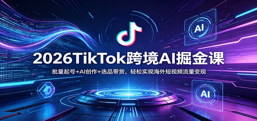 2026TikTok跨境AI掘金课：批量起号+AI创作+选品带货，轻松实现海外短视频流量变现-星空网创资源