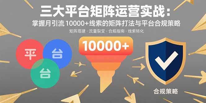 （15841期）三大平台矩阵运营实战：掌握月引流10000+线索的矩阵打法与平台合规策略-星空网创资源