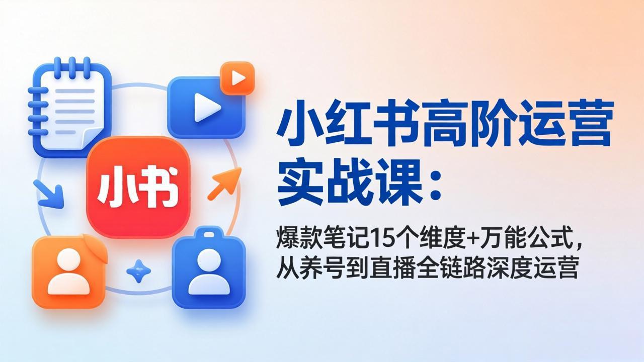 小红书高阶运营实战课:爆款笔记15个维度+万能公式,从养号到直播全链路深度运营 小红书高阶运营实战课:爆款笔记15个维度+万能公式,从养号到直播全链路深度运营