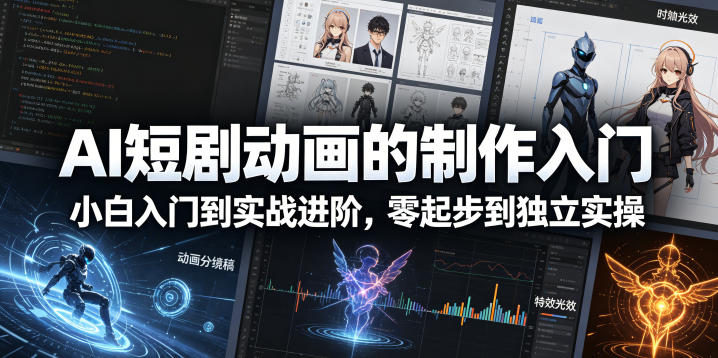 AI短剧动画的制作入门,小白入门到实战进阶,零起步到独立实操-星空网创资源