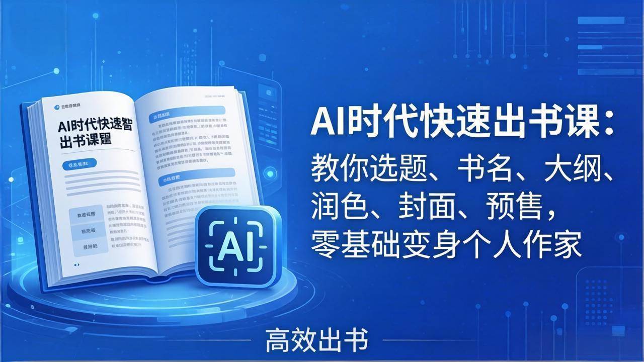 （17865期）AI时代7天闪电出书课：教你选题、书名、大纲、润色、封面、预售，零基础变身个人作家-星空网创资源