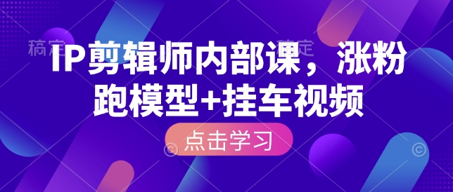 IP剪辑师内部课,涨粉跑模型+挂车视频(更新)-星空网创资源
