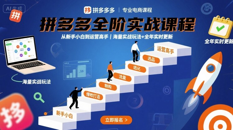 拼多多全阶实战课程,从新手小白到运营高手,海量实战玩法+全年实时更新【2025年10月更新】-星空网创资源