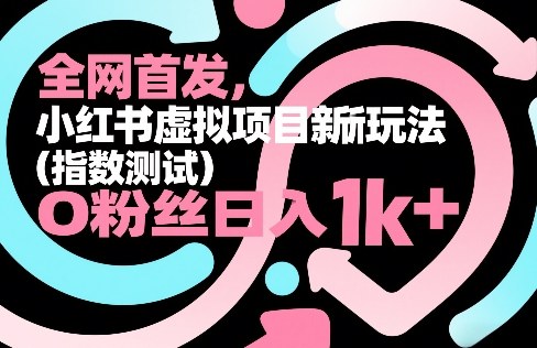 全网首发,小红书虚拟项目新玩法(指数测试),0粉丝日入1k+,整个玩法完整拆解!-星空网创资源