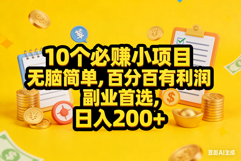 (17474期)10个必赚小项目,无脑简单,百分百有利润,副业首选,日入200+ (17474期)10个必赚小项目,无脑简单,百分百有利润,副业首选,日入200+