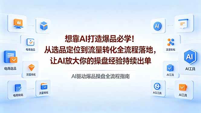 (18327期)想靠AI打造爆品必学!从选品定位到流量转化全流程落地,让AI放大你的操盘经验持续出单-星空网创资源