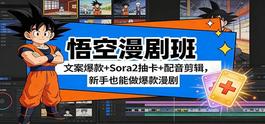 悟空漫剧班：文案爆款+Sora2抽卡+配音剪辑，新手也能做爆款漫剧-星空网创资源