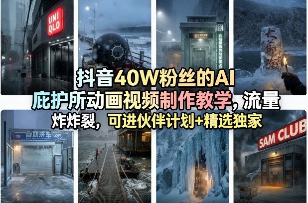 抖音40W粉丝的AI庇护所动画视频制作教学,流量炸裂,可进伙伴计划+精选独家-星空网创资源