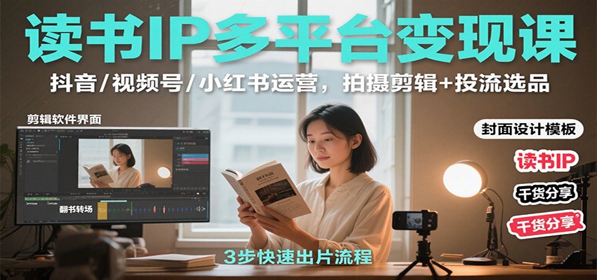 读书IP多平台变现课：抖音/视频号/小红书运营，拍摄剪辑+投流选品-星空网创资源