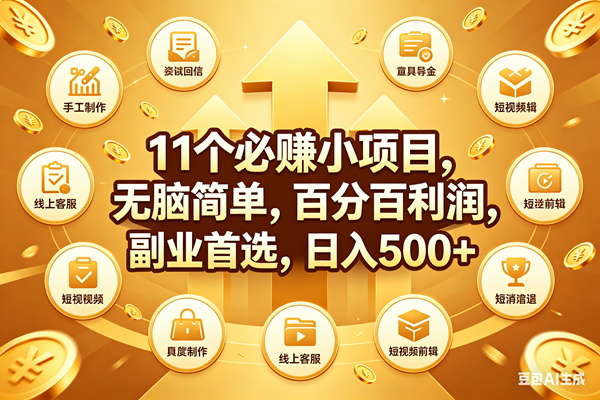 (18025期)11个必赚钱小项目,百分百有利润,无脑简单,副业首选,日入500+-星空网创资源