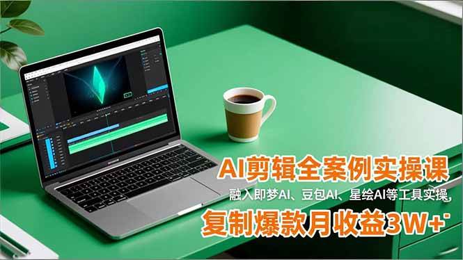 （16770期）AI剪辑全案例实操课，融入即梦AI、豆包AI、星绘AI等工具实操，复制爆款月收益3W+-星空网创资源