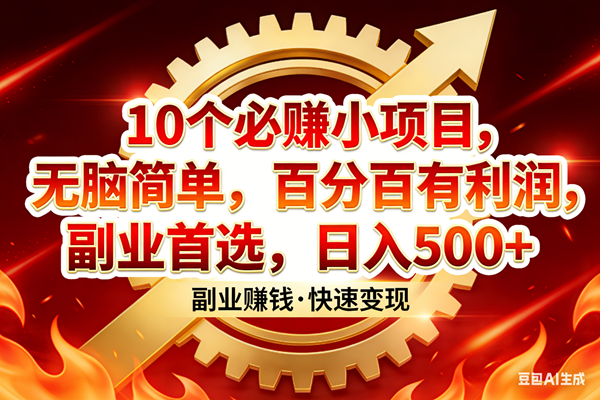 （17735期）10个必赚小项目，百分百有利润，无脑简单，副业首选，日入300+-星空网创资源
