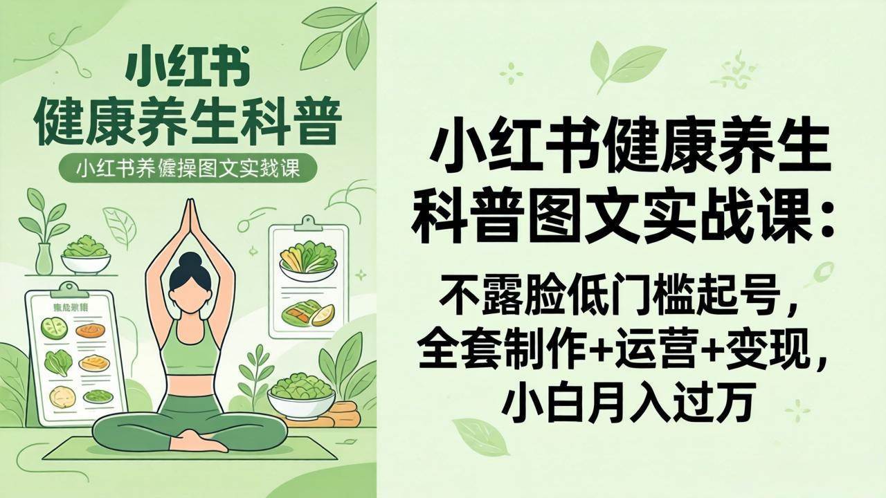 (18033期)2026小红书健康养生科普图文实战课:不露脸低门槛起号,全套制作+运营+变现,小白月入过万-星空网创资源