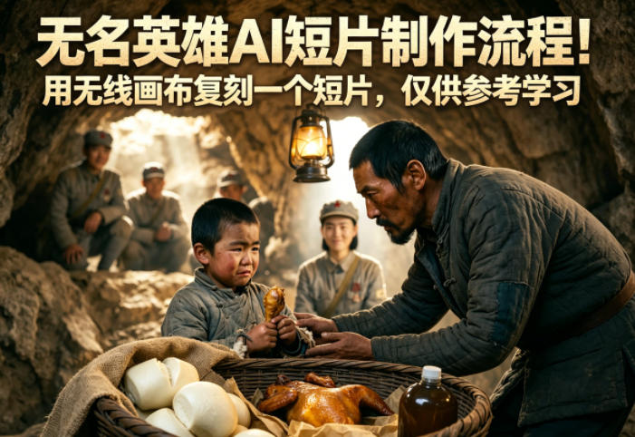无名英雄AI短片制作流程！用无线画布复刻一个短片，仅供参考学习-星空网创资源