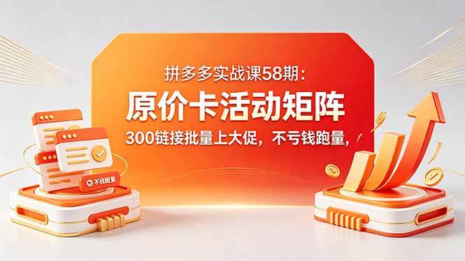 (18395期)拼多多实战课58期:原价卡活动矩阵,300链接批量上大促,不亏钱跑量-星空网创资源