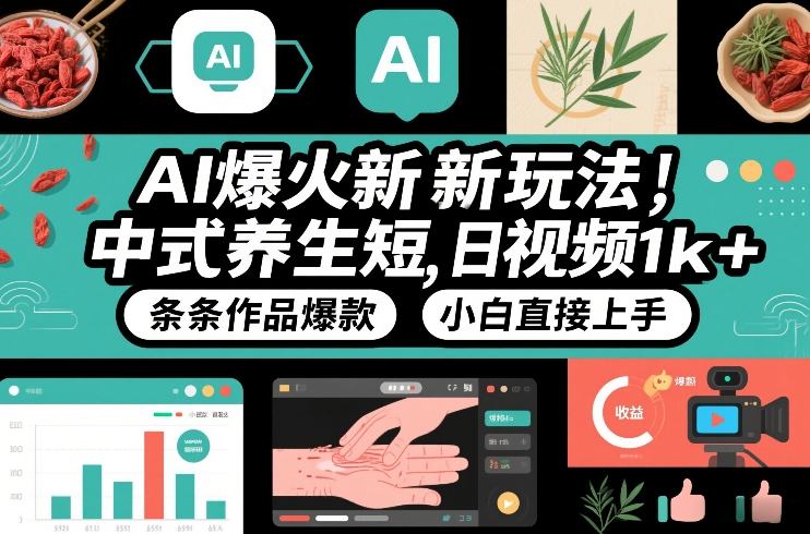 AI爆火新玩法，中式养生短视频，日收益1k+条条作品爆款，小白直接上手，附详细教程-星空网创资源
