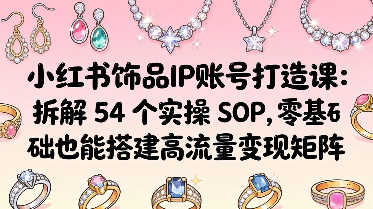 小红书饰品IP账号打造课:拆解 54 个实操 SOP,零基础也能搭建高流量变现矩阵-星空网创资源