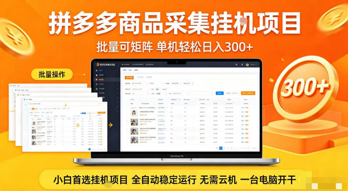 拼多多商品信息全自动采集项目,批量可矩阵,单机轻松日入300+,无需云机一台电脑开干【揭秘】-星空网创资源
