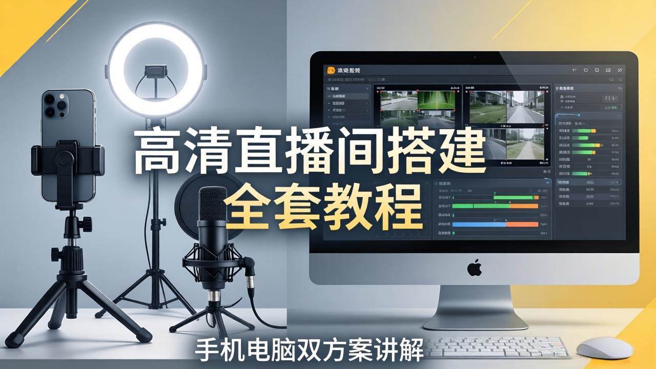 （18104期）高清直播间搭建全套教程，手机电脑双方案讲解，设备选型调试多机位实操教学-星空网创资源