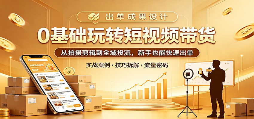 0基础玩转短视频带货：从拍摄剪辑到全域投流，新手也能快速出单-星空网创资源