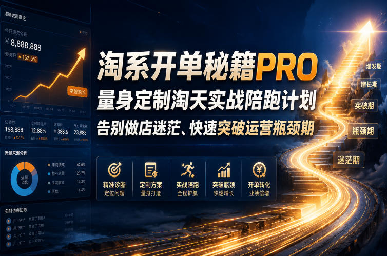 淘系开单秘籍PRO,量身定制淘天实战陪跑计划,告别做店迷茫、快速突破运营瓶颈期(2026年6月11)-星空网创资源