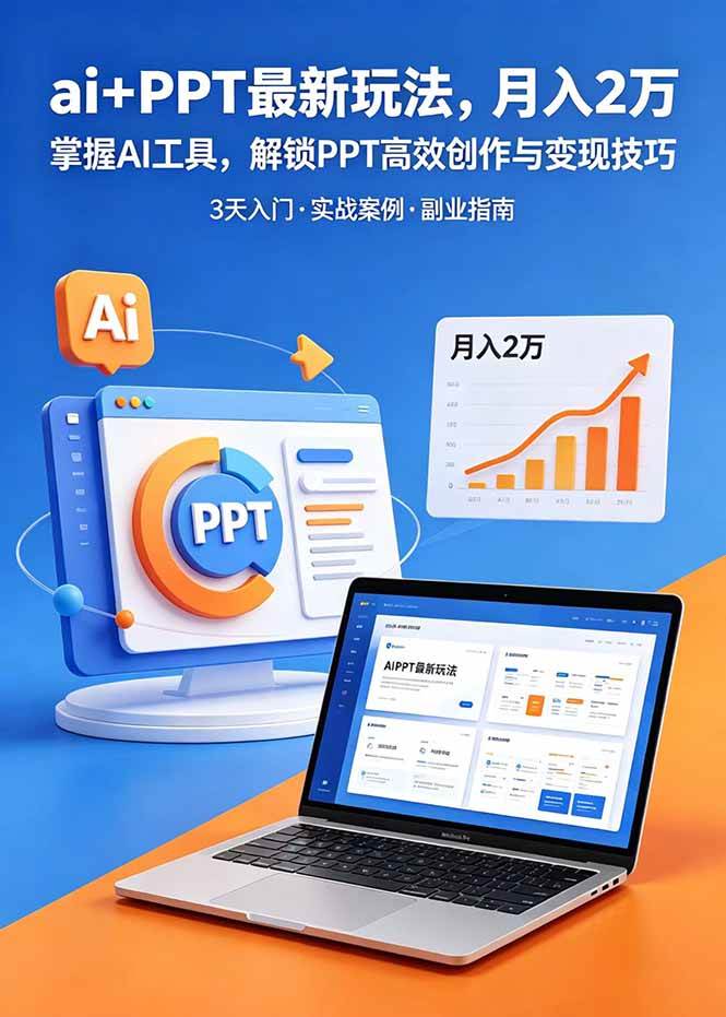 (18881期)ai+PPT最新玩法,月入2万掌握AI工具,解锁PPT高效创作与变现技巧3天入门,实战案例·副业指南-星空网创资源