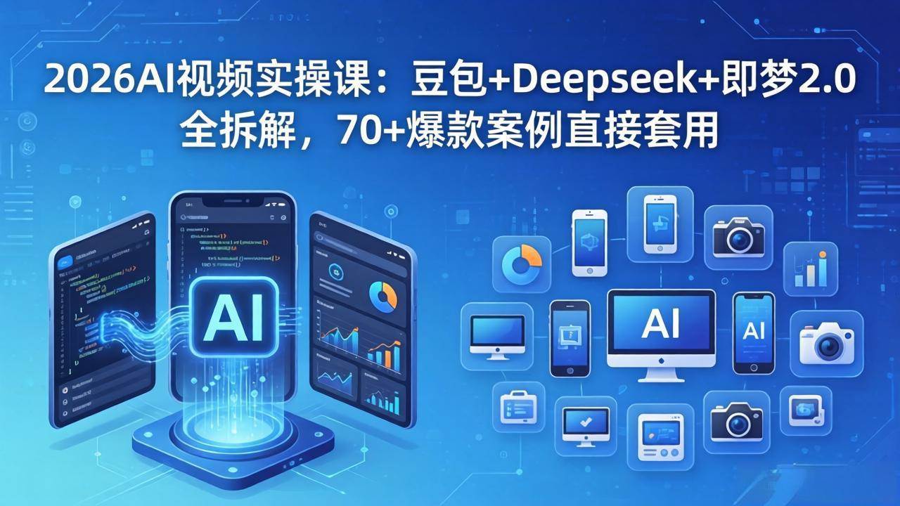 (18263期)2026AI视频实操课:豆包+Deepseek+即梦2.0全拆解,70+爆款案例直接套用-星空网创资源
