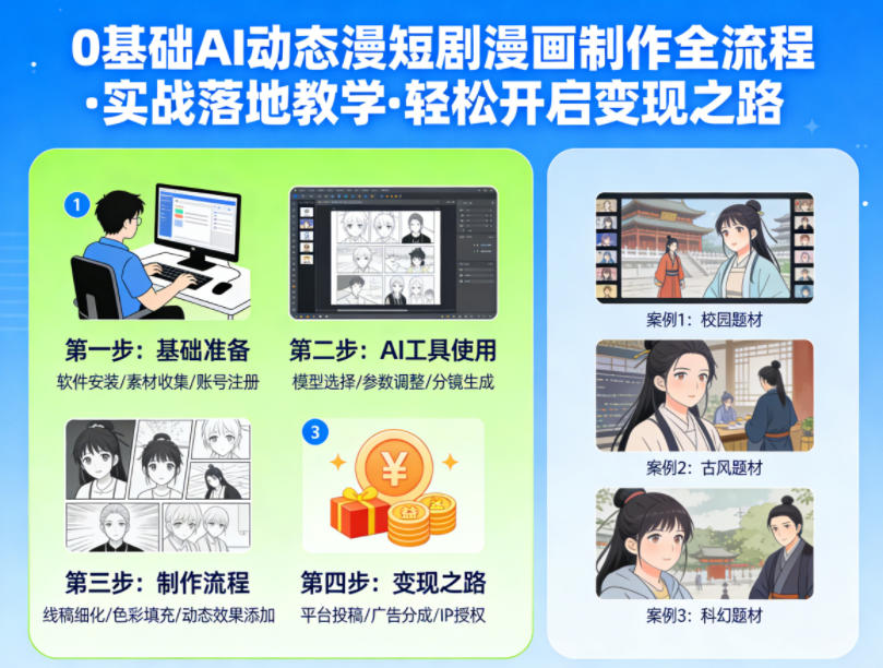 0基础AI动态漫短剧漫画制作全流程,实战落地教学,轻松开启变现之路-星空网创资源