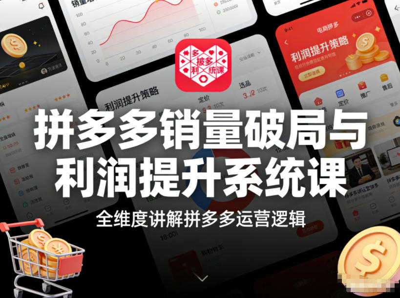 拼多多销量破局与利润提升系统课,全维度讲解拼多多运营逻辑 拼多多销量破局与利润提升系统课,全维度讲解拼多多运营逻辑