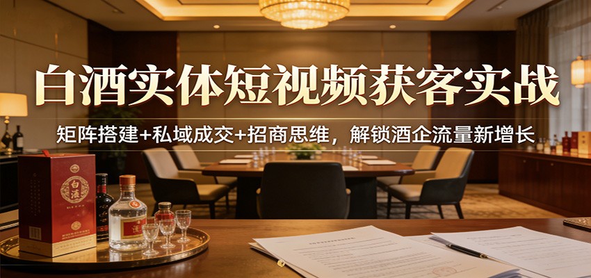 白酒实体短视频获客实战:矩阵搭建+私域成交+招商思维,解锁酒企流量新增长-星空网创资源
