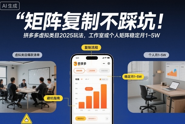 矩阵复制不踩坑！拼多多虚拟类目2025玩法，工作室或者个人矩阵稳定月1-5W【揭秘】-星空网创资源