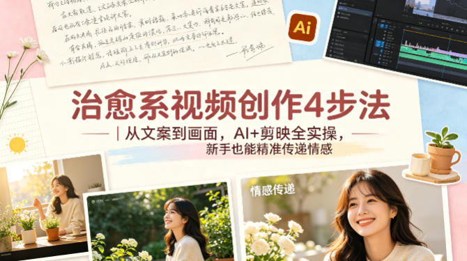 治愈系视频创作4步法｜从文案到画面，AI+剪映全实操，新手也能精准传递情感-星空网创资源