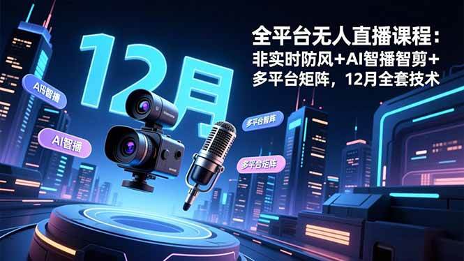 （16754期）全平台无人直播课程：非实时防风＋AI智播智剪＋多平台矩阵，12月全套技术-星空网创资源