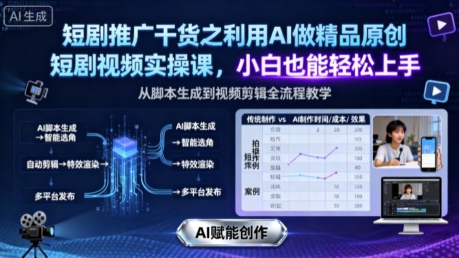 短剧推广干货之利用AI做精品原创短剧视频实操课，小白也能轻松上手-星空网创资源