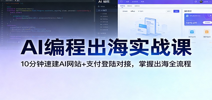 AI编程出海实战课：10分钟速建AI网站+支付登陆对接，掌握出海全流程-星空网创资源