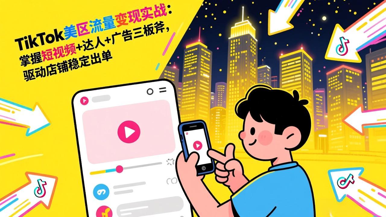 TikTok美区流量变现实战:掌握短视频+达人+广告三板斧,驱动店铺稳定出单-星空网创资源