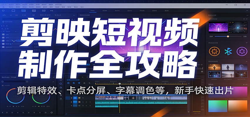剪映短视频制作全攻略：剪辑特效、卡点分屏、字幕调色等，新手快速出片-星空网创资源