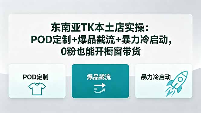 东南亚TK本土店实操：POD定制+爆品截流+暴力冷启动，0粉也能开橱窗带货-星空网创资源
