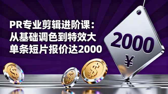 (16381期)PR专业剪辑进阶课:从基础调色到特效大片的进阶技能,单条短片报价达2000-星空网创资源