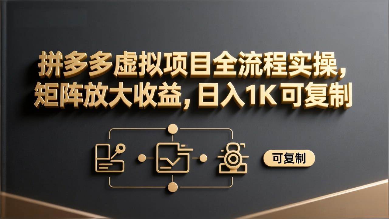 (17581期)拼多多虚拟项目全流程实操,矩阵放大收益,日入 1K 可复制-星空网创资源