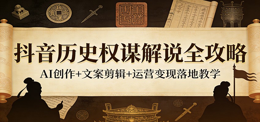 抖音历史权谋解说全攻略：AI创作+文案剪辑+运营变现落地教学-星空网创资源