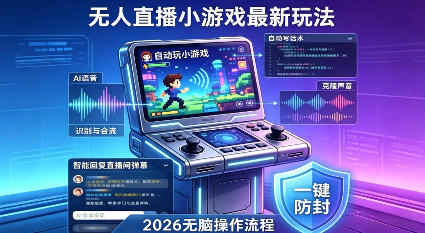2026年AI无人直播小游戏全流程,不违规不封号,开启创业副业增收之路,小白月入1w+【揭秘】-星空网创资源