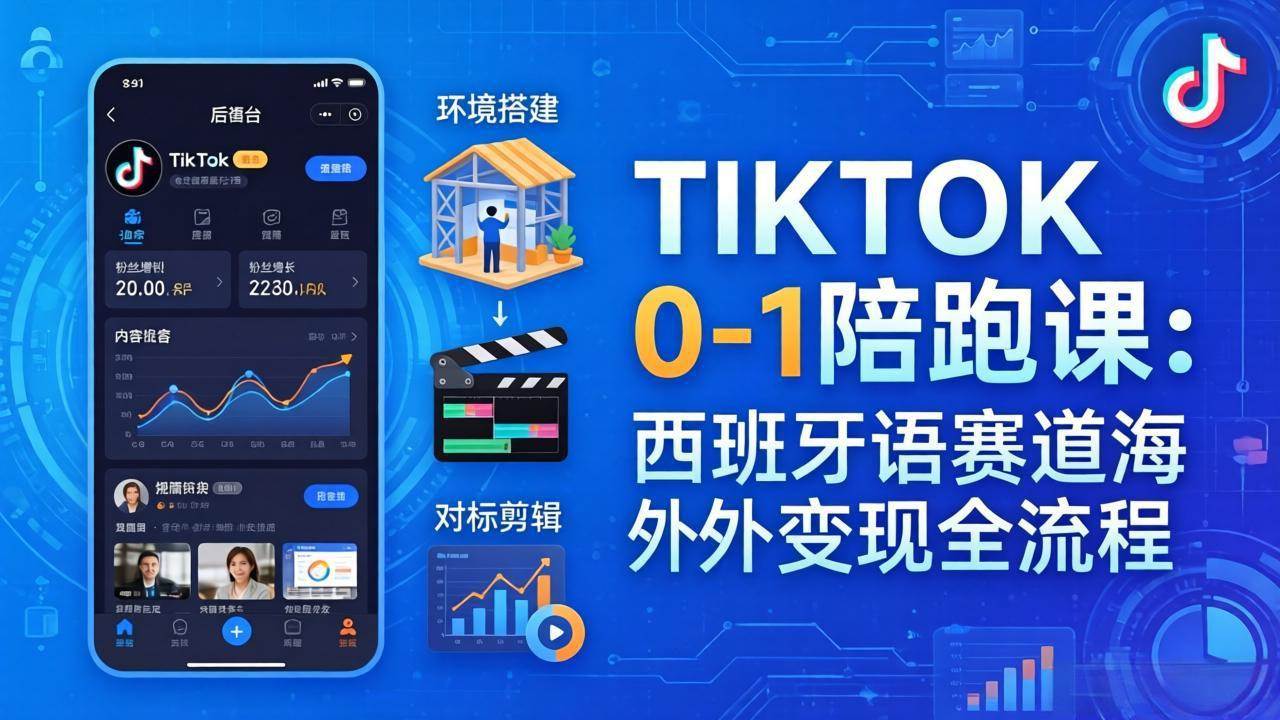 (17908期)TIKTOK 0-1 陪跑课:从环境搭建到刷对标剪辑,西班牙语赛道海外变现全流程-星空网创资源