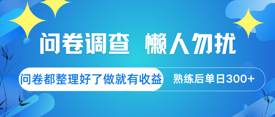 问卷调查 懒人勿扰 问卷都整理好了,做就有收益,熟练后日入300+-星空网创资源