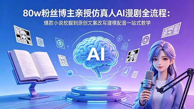 80w粉丝博主亲授仿真人AI漫剧全流程:爆款小说挖掘到原创文案改写建模配音一站式教学-星空网创资源