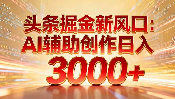（16923期）头条掘金新风口：AI辅助创作日入3000+，矩阵玩法当天启动隔天见效-星空网创资源