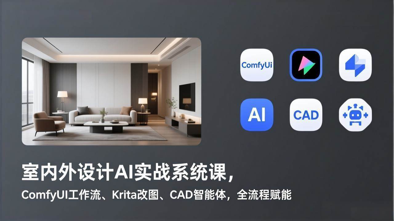 (17371期)室内外设计AI实战系统课,ComfyUI工作流、Krita改图、CAD智能体,全流程赋能-星空网创资源