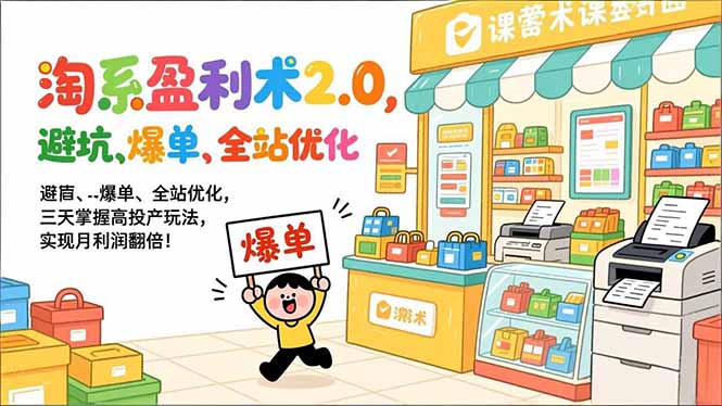 淘系盈利术2.0,避坑、爆单、全站优化,三天掌握高投产玩法,实现月利润翻倍!-星空网创资源